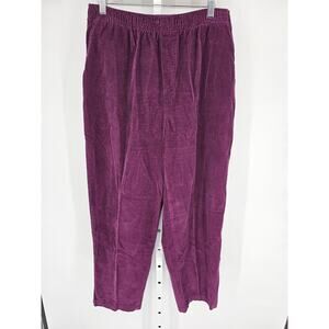 Cabin Creek Womens Sz 16P Petite Pull On Corduroy Pants 100% Cotton Purple